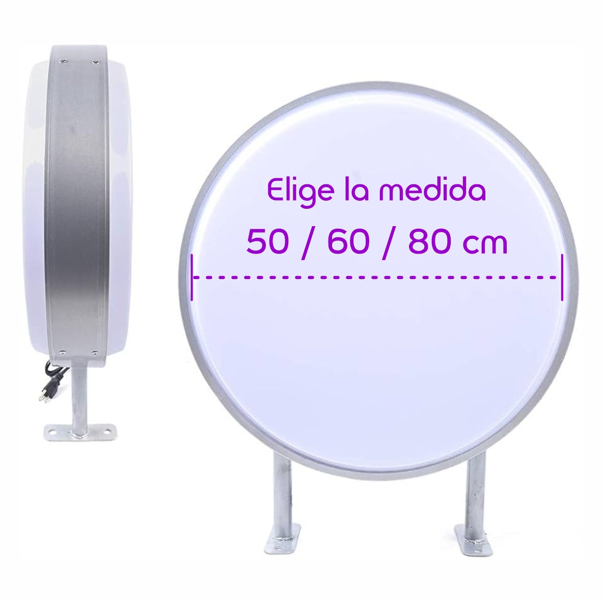 Anuncio luminoso circular doble vista